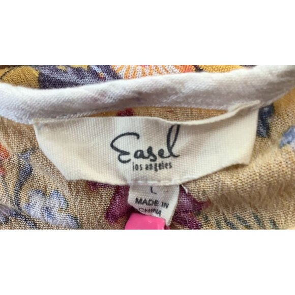 Easel Women's Patchwork Floral Patchwork Tank Top Multicolor Boho Style Size L - Picture 7 of 9